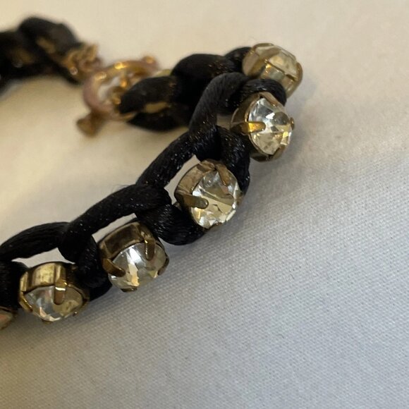 Black Paracord Rhinestone Bracelet 6.5 inches Sparkle Crystal Bling Shamballa - Picture 6 of 10